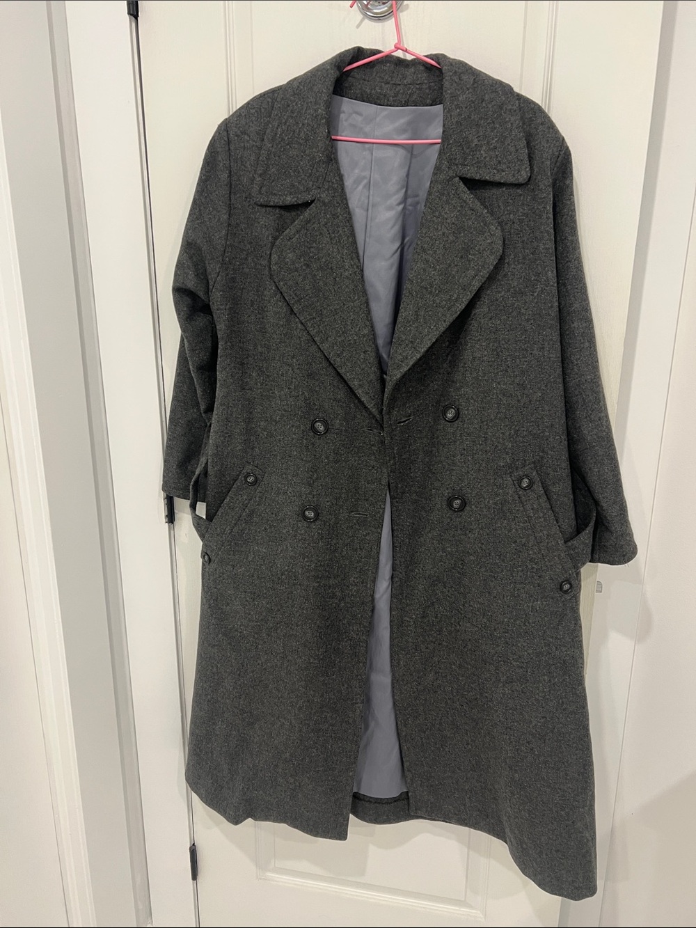 Women's Double-Breasted Pea Coat - Dark Gray